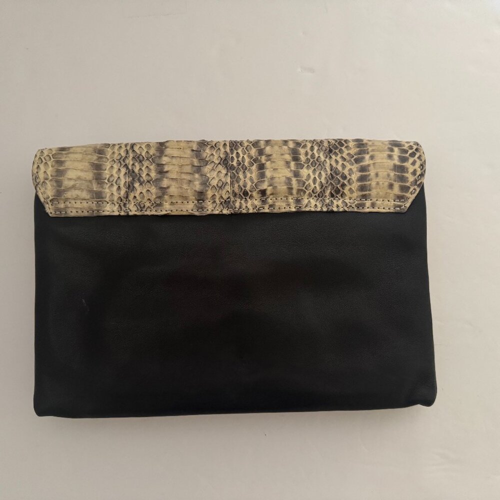 Loeffler Leather Randall Python Lock Clutch Cross… - image 3